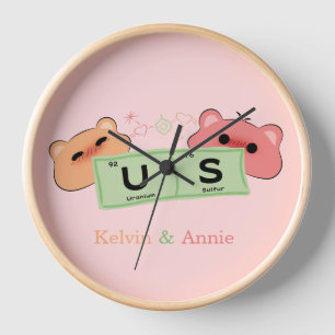 Horloge murale couple d'ours mignon