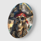 Horloge murale crâne de pirate méchant (Angle)