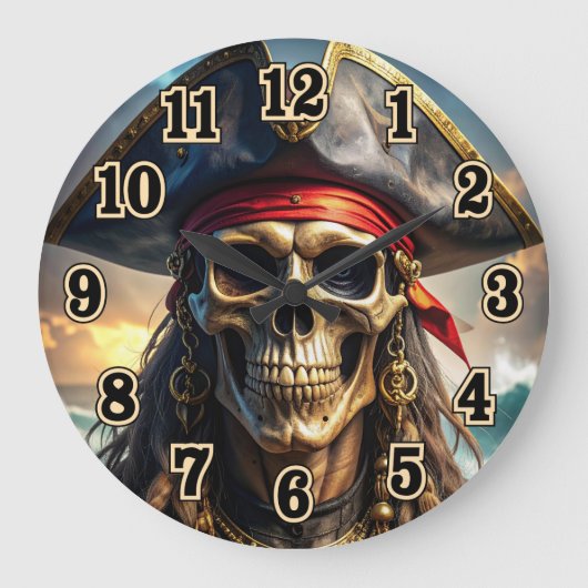 Horloge murale crâne de pirate méchant (Recto)