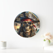 Horloge murale crâne de pirate méchant (Maison)