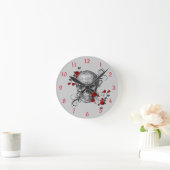 Horloge murale crâne de roses rouges (Maison)