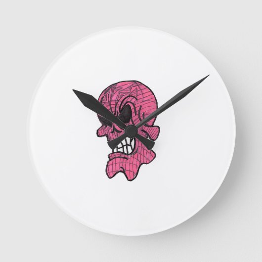 Horloge murale crâne rose (Recto)