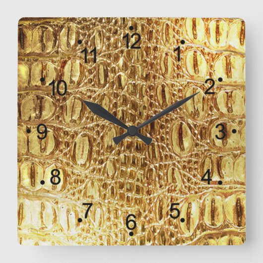 Horloge murale crocodile en or brillant (Recto)