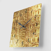 Horloge murale crocodile en or brillant (Angle)