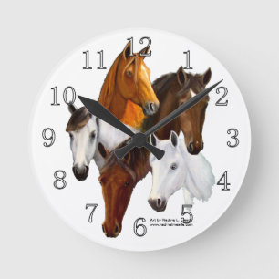 Horloge murale - Customisée, 5 Chevaux
