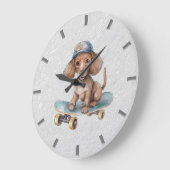 Horloge murale Dachshund aquarelle (Angle)