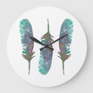 Horloge murale d'acrylique de plume d'aquarelle
