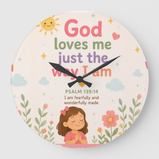 Horloge murale d'affirmation chrétienne pour enfan (Recto)