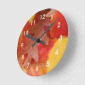 Horloge murale d'aquarelle de feuille d'automne (Angle)