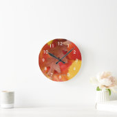 Horloge murale d'aquarelle de feuille d'automne (Maison)