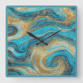 Horloge murale d'art Abstrait Blanc Aqua Blues (Recto)