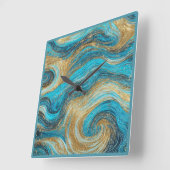 Horloge murale d'art Abstrait Blanc Aqua Blues (Angle)