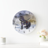 Horloge murale d'art équin hivernal (Maison)