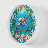 Horloge murale dauphin acrylique (Angle)