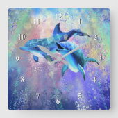 Horloge murale dauphin heureux couple (Recto)