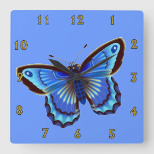Horloge murale de bleu de Butterfiy