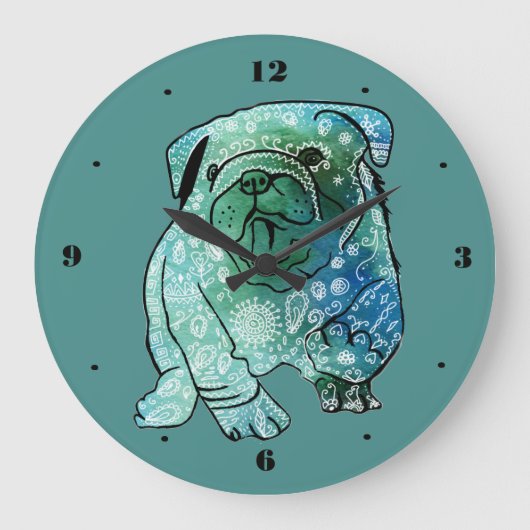 Horloge murale de bouledogue français de mandala (Recto)