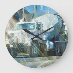 Horloge murale de camion de ciment blanc
