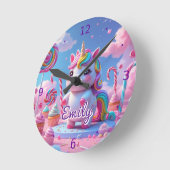 Horloge murale de Candy Unicorn - Nom modifiable (Angle)