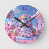 Horloge murale de Candy Unicorn - Nom modifiable (Recto)