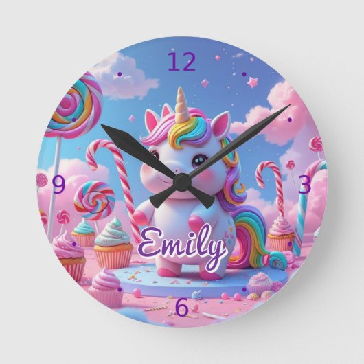 Horloge murale de Candy Unicorn - Nom modifiable (Recto)