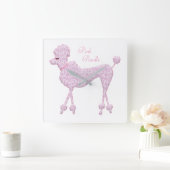 Horloge murale de caniche rose (Maison)