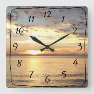 Horloge murale de carré de coucher du soleil