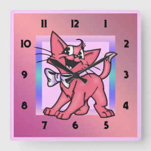 Horloge murale de chat de bande dessinée