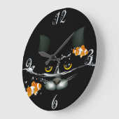 Horloge murale de chat et de poisson d'or (Angle)