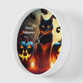 Horloge murale de chats noirs Halloween personnali (Angle)