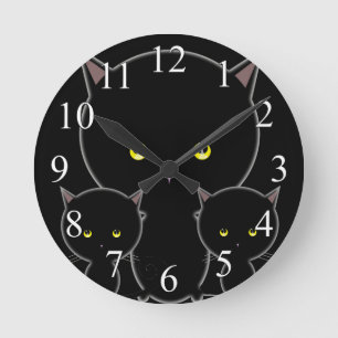 Horloge murale de chats noirs mignons