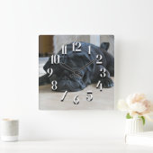 Horloge murale de chiot carlin noir mignon (Maison)