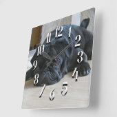 Horloge murale de chiot carlin noir mignon (Angle)