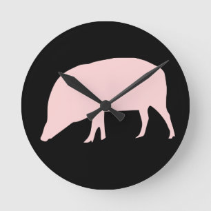 Horloge murale de cochon rose