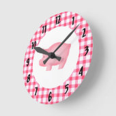 Horloge murale de cochon rose (Angle)