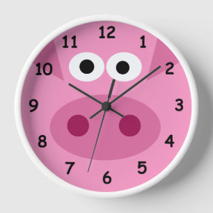 Horloge murale de cochon rose mignonne pour la cha