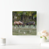 Horloge murale de combat de trois élans (Maison)