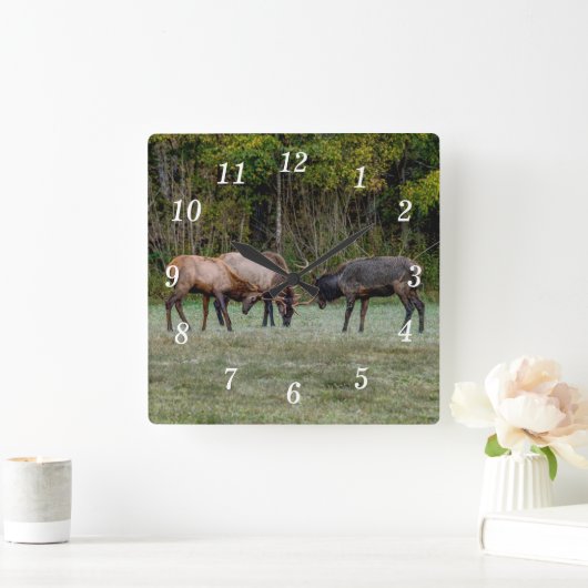 Horloge murale de combat de trois élans (Maison)