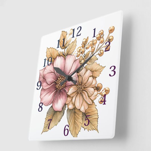 Horloge murale de conception florale (Angle)