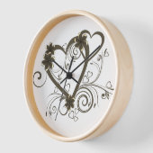 Horloge murale de conception florale, cadre en boi (Angle)