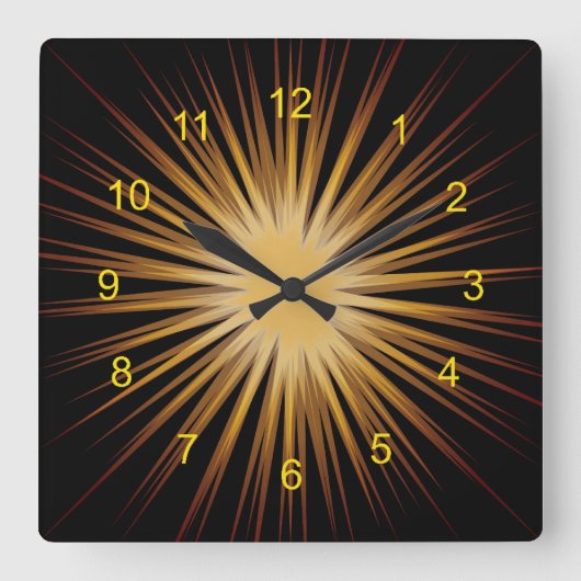 Horloge murale de conception Sunburst Or et Noir (Recto)