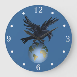 Horloge murale de corneille sur le toit du monde -