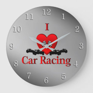 Horloge murale de course de voiture I Heart