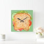 Horloge murale de cuisine Conception sandwich (Maison)