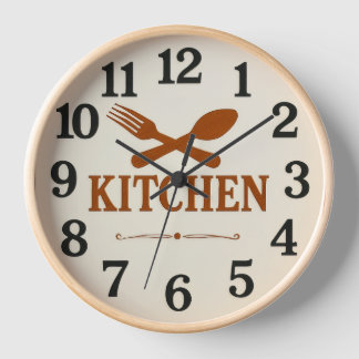 Horloge murale de cuisine moderne avec cuillère et