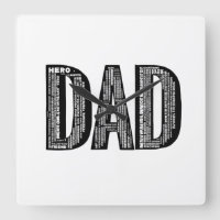 Horloge murale de DAD Word Cloud - Fête des pères 