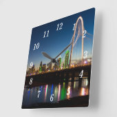 Horloge murale de Dallas Skyline Dawn (Angle)