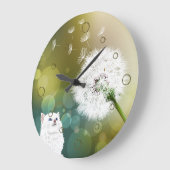 Horloge murale de Dandelion et de chat (Angle)