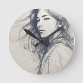 horloge murale de dessin de fille (Recto)