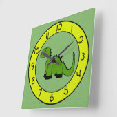 Horloge murale de dinosaure verte pour enfants (Angle)